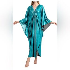 Shimmering Teal Kaftan Dress